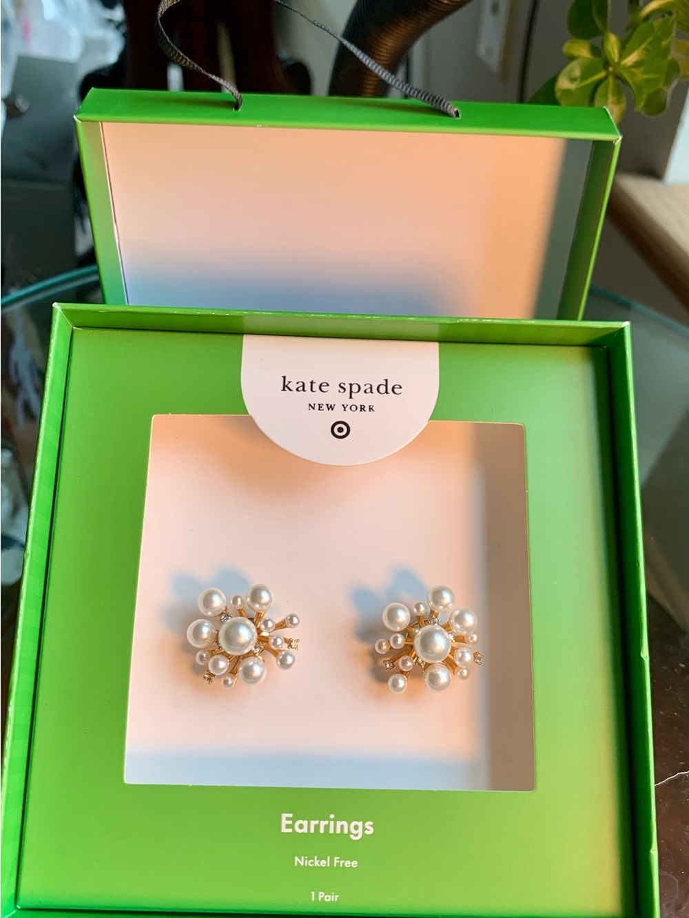 Kate Spade Classic Gold Tone Pearl Cluster Earrings - New in Box